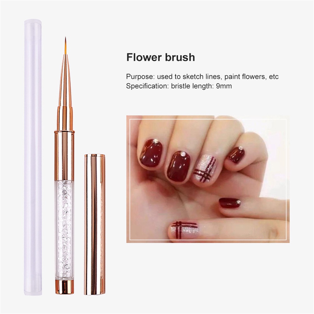 Bàn chải móng tay Kiểu Nail Art Liner Hoa Vẽ Bút Pháp Bàn chải làm sạch Dụng cụ Sơn gel Uv Pha lê trong suốt Tay cầm Nail Art Brush Dụng cụ làm móng Dụng cụ làm sạch JULYSTAR