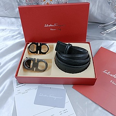 Salvatore Ferragamo Thắt Lưng Họa Tiết Da Quả Vải Thời Trang Dành Cho Nam