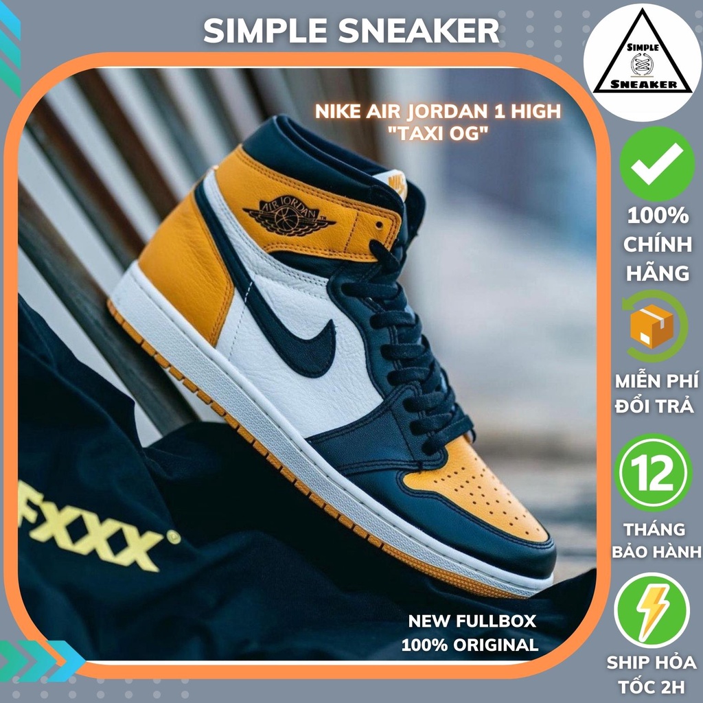 Giày Jordan 1 High OG 🔴CHÍNH HÃNG🔴 Nike Air Jordan 1 Retro High OG Taxi Yellow Toe [555088-711] - Simple Sneaker