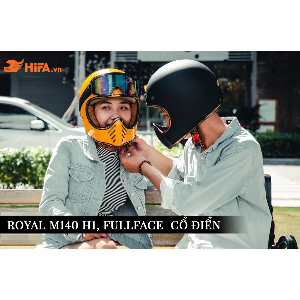 Mũ Bảo Hiểm Fullface Classic Royal H1 Chính Hãng, bảo hành 24 tháng