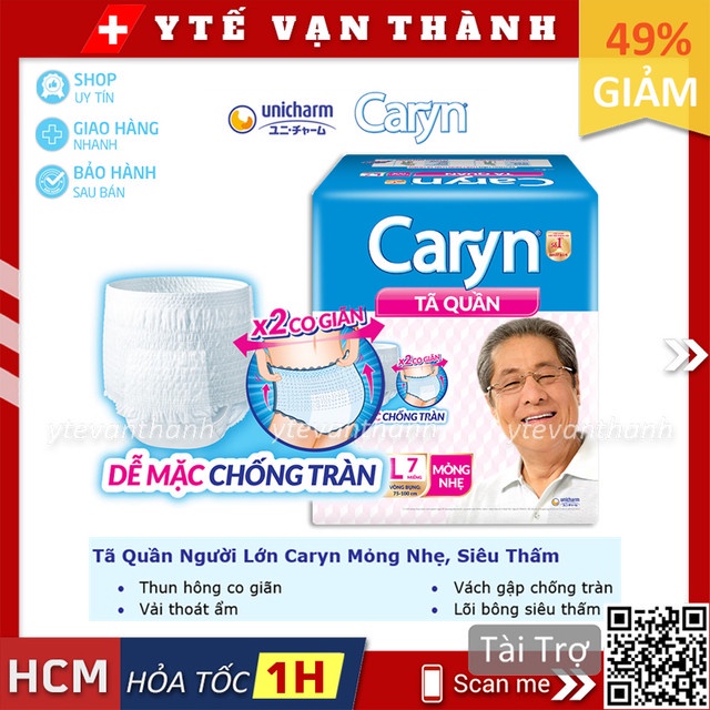 ✅ Tã Quần Người Lớn Caryn Mỏng Nhẹ, Siêu Thấm | Dễ mặc, chống tràn -VT0258 | Y Tế Vạn Thành
