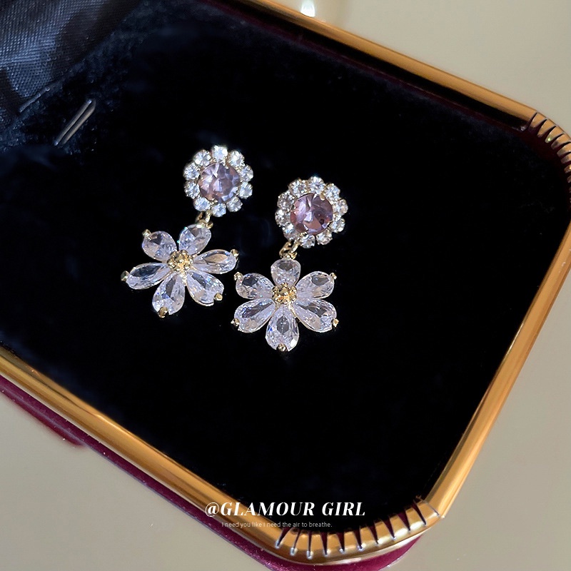 Bông Tai Hình Tròn Đính Đá Zircon Phong Cách Hàn Quốc Sang Trọng Thời Trang Cao Cấp