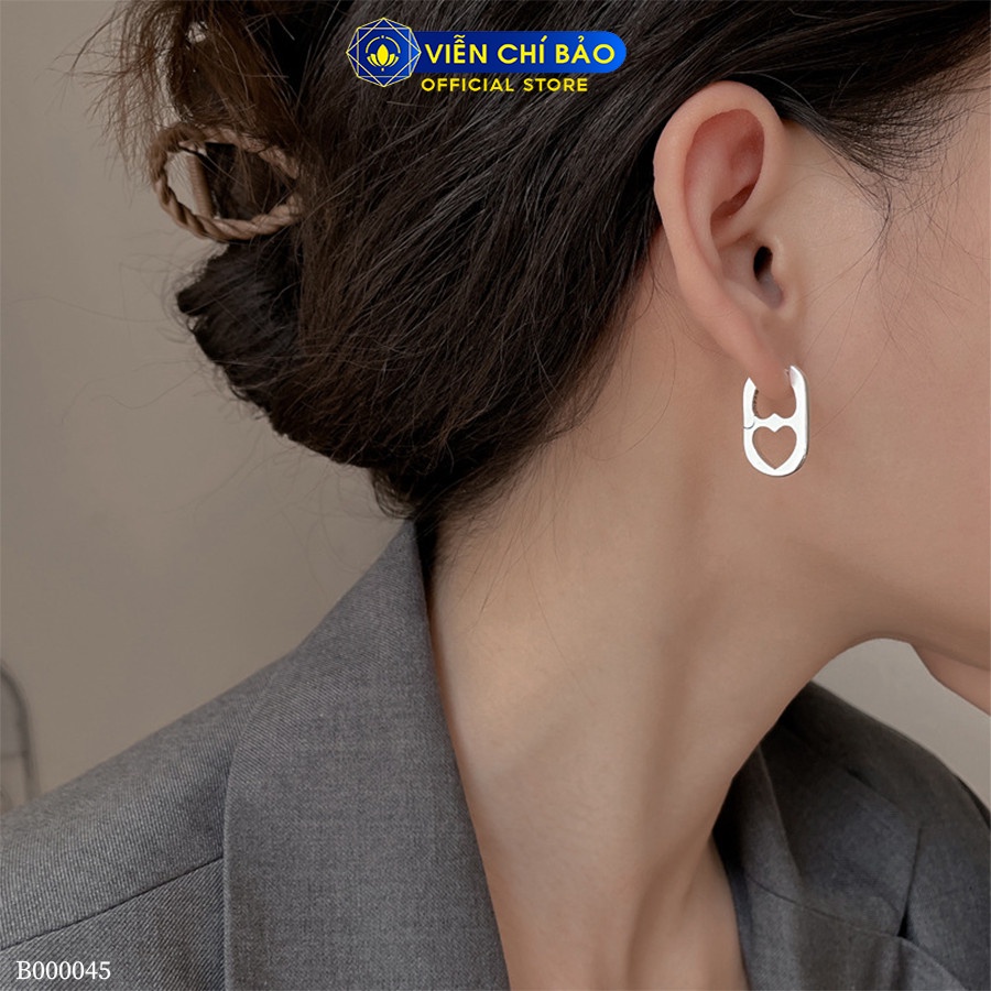Bông tai trái tim cá tính chất liệu bạc Thái 925 thời trang phụ kiện trang sức nữ Viễn Chí Bảo B000045