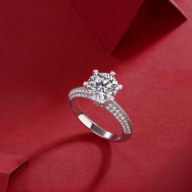 Kim Cương Nhân Tạo Moissanite  Nhẫn nữ 925 bạc 1-3carat D màu Mosant khoan có thể vượt qua bút kim cương với giấy chứng nhận xác định nhẫn tinh tế