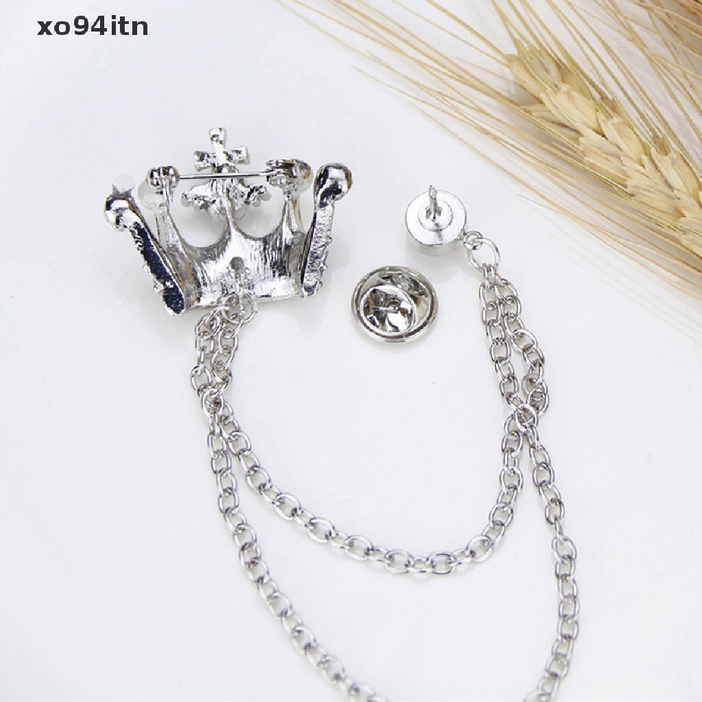 Trâm Cài Áo Hình Vương Miện Phối Dây Xích Tua Rua Phong Cách Anh Quốc Cổ Điển Thời Trang Sang Trọng