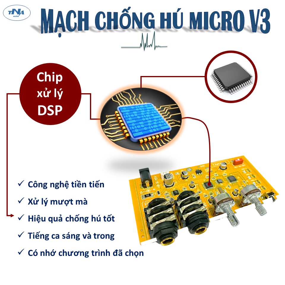 Bo Chống Hú Micro Có Reverb V3 Mới Nhất 2023 | Hộp Chống Hú Reverb V3 Tâm Nam