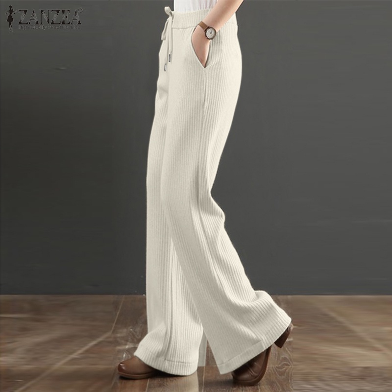 Quần dài ZANZEA dây rút dáng rộng thời trang cho nữ