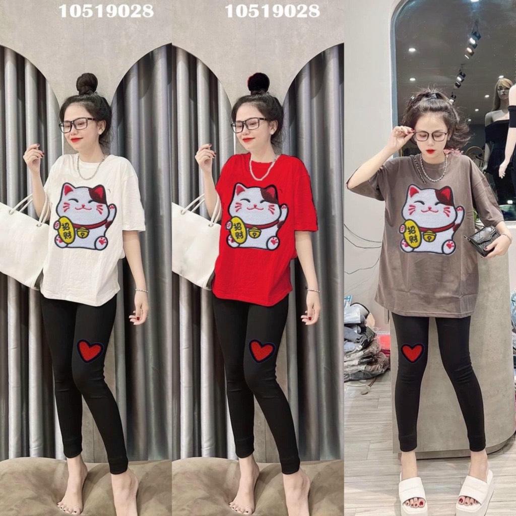 (60-90kg) BỘ MÈO THÊU (QUẦN LEGGING)