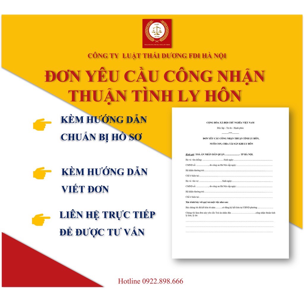Mẫu đơn thuận tình ly hôn mới nhất tại Tòa án 2023