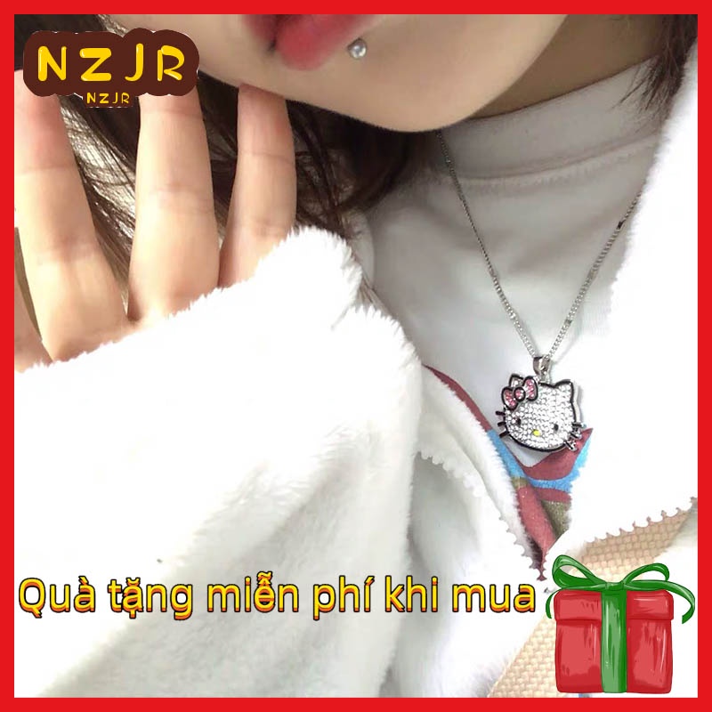 ※NZJR※Dây Chuyền Mặt Hình Mèo Hello Kitty Đính Đá Pha Lê Thời Trang Cho Nữ