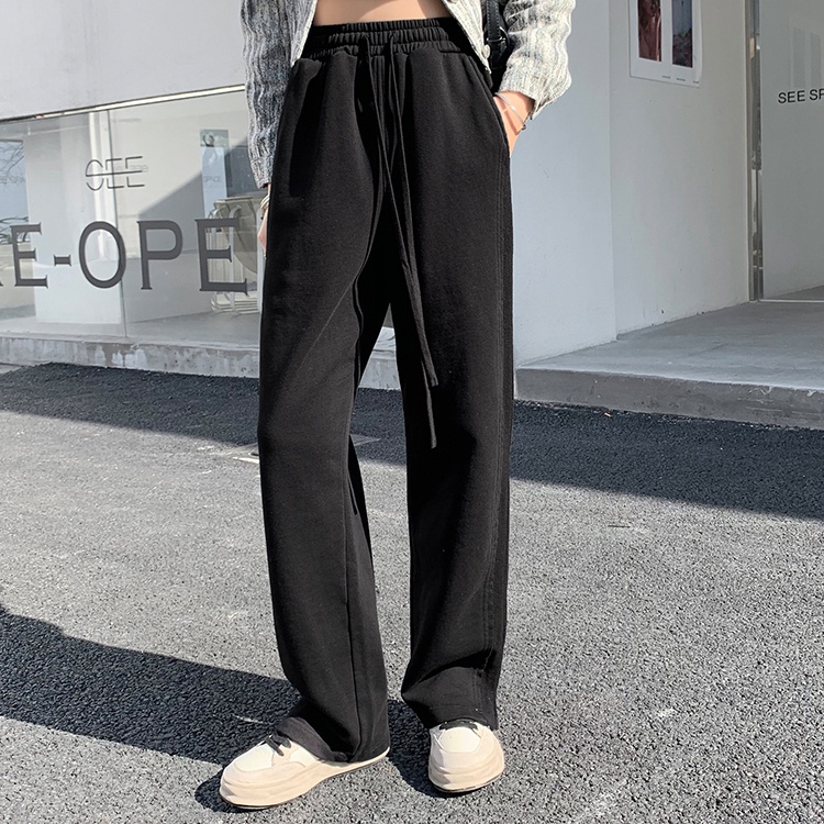 Quần SUXI ống rộng lưng cao màu sắc đơn giản thời trang cho nữ