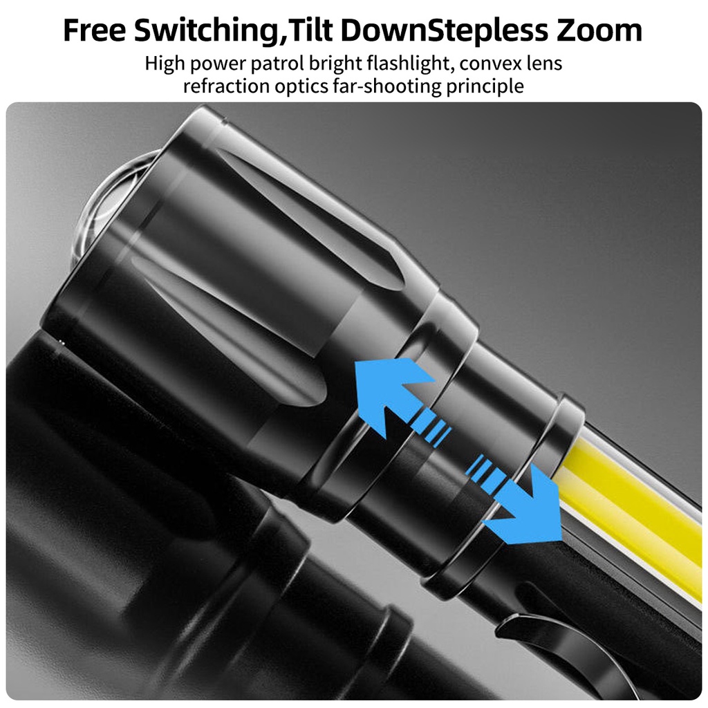 Đèn pin LED FONKEN mini công suất cao chống nước có thể sạc lại tiện dụng