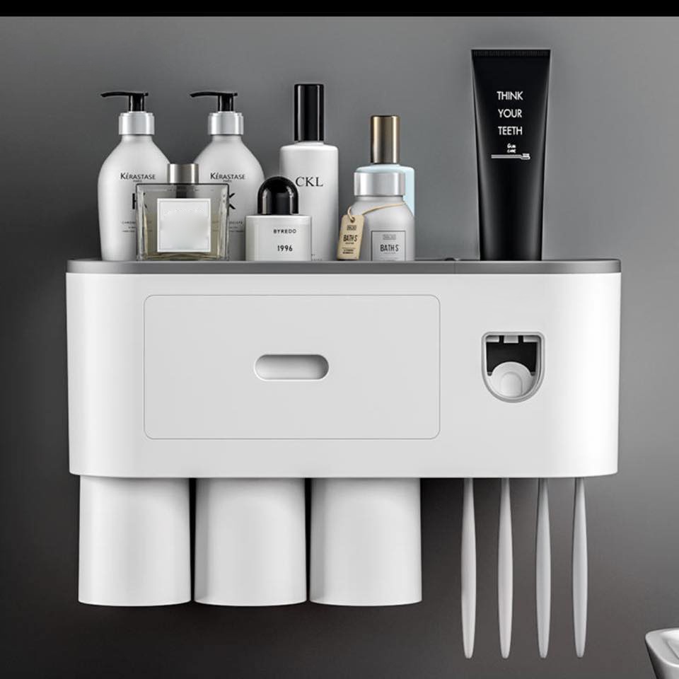 Bộ Nhả Kem Đánh Răng Tự Động, Kệ Để Đồ Phòng Tắm Cao Cấp