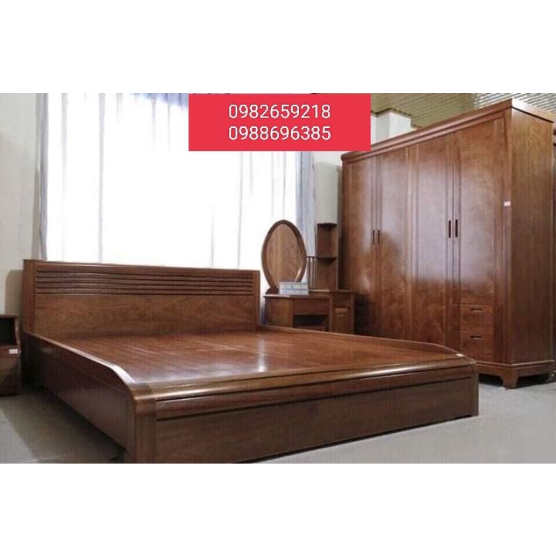 Giường ngủ gỗ xoan đào chân quấn sang trọng
