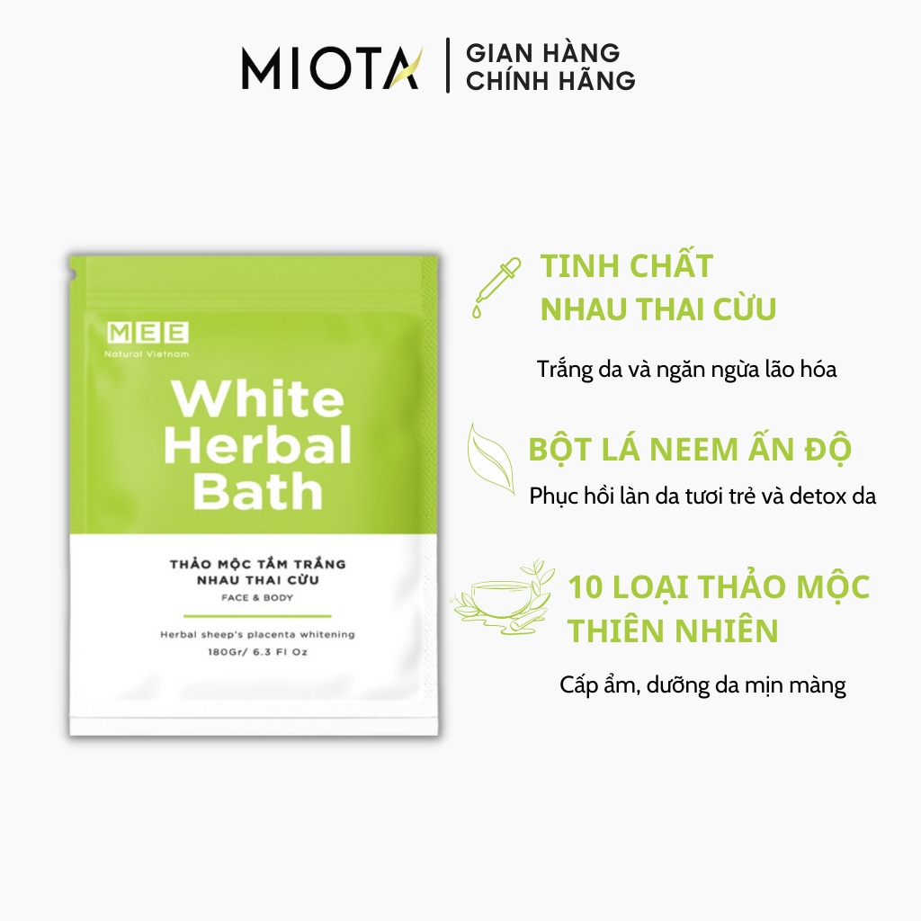 Tắm Trắng Thảo Mộc Nhau Thai Cừu Natural White Herbal Bath Mee Natural Dưỡng Trắng Da Body 180g