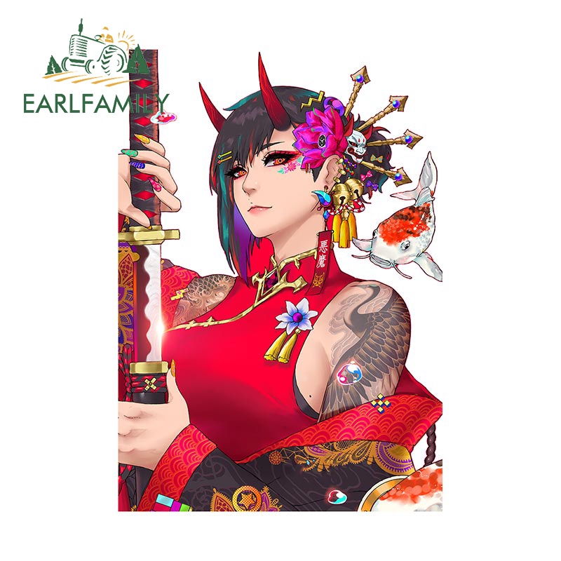 Sticker Dán Trang Trí Xe Hơi Chống Thấm Nước Hình samurai 13Cmx12.6Cm