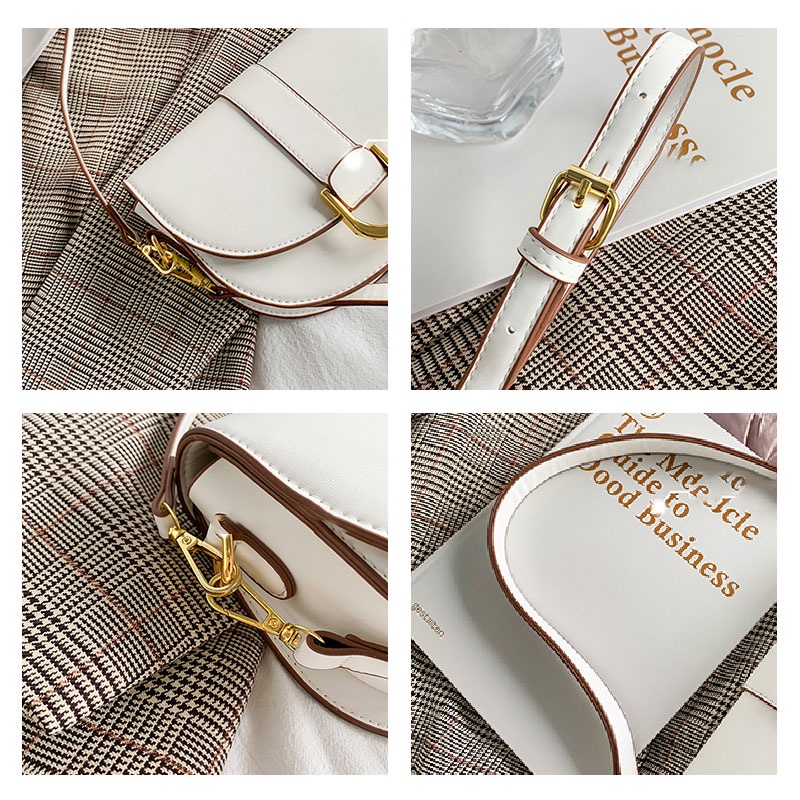 MISCHA Túi Đeo Chéo Vai Bằng Da PU Màu Trơn Thời Trang Phong Cách Phương Tây