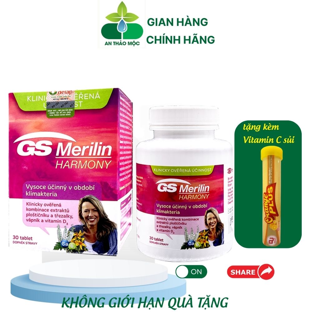 Viên uống GreenSwan GS Merilin Harmony hỗ trợ phụ nữ thời kỳ tiền mãn kinh giảm tình trạng rối loạn giấc ngủ lọ 30 viên