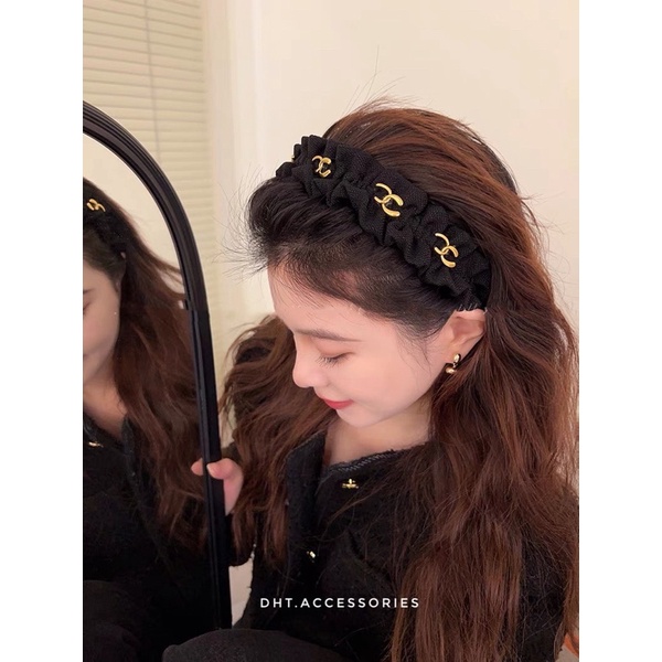 Bờm tóc vải nhăn⚡ FREE SHIP ⚡ Băng đô cài tóc nhún đính phụ kiện thương hiệu phong cách Hàn Quốc