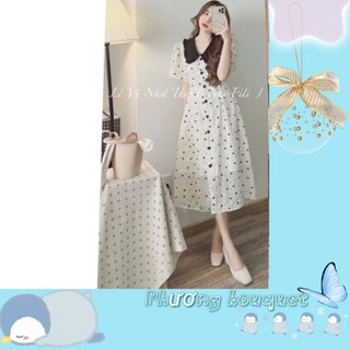 Váy gấm tơ cổ bèo dáng dài siêu xinh