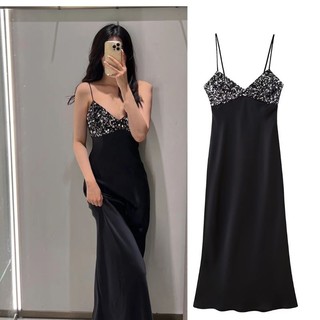 ĐẦM LỤA 2 DÂY NGỰC ĐÍNH LẤP LÁNH ZR XUẤT XỊN