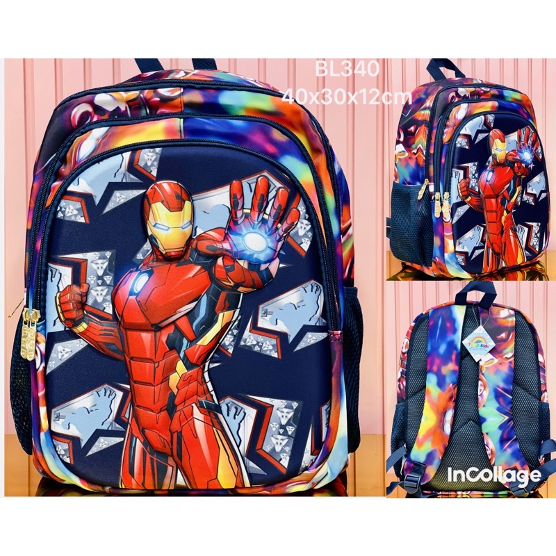 Balo in nổi 3D cao cấp Iron Man cho bé tiểu học