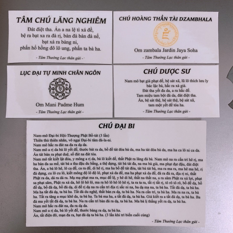 Tờ Dán Chú Đại Bi Miếng Dán Chai Cốc Nước Làm Nước Đại Bi Miếng Dán Chú Đại Bi Chú Dược Sư Đem Lại Khoẻ Mạnh Bình An