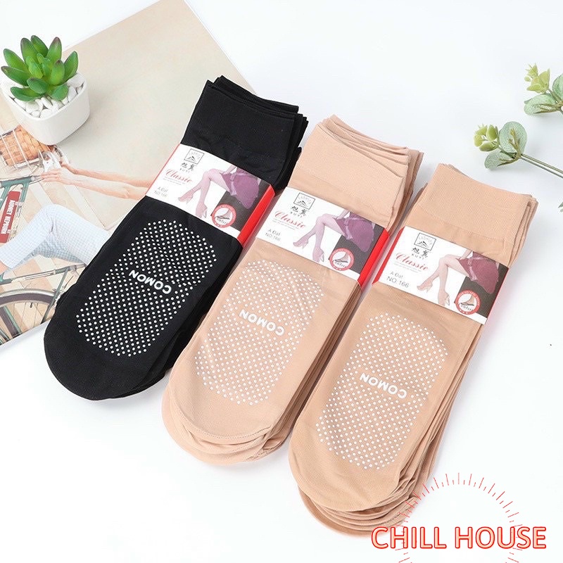 Combo 10 đôi tất nữ, tất giấy chống trơn trượt siêu dai cổ vừa loại đẹp T762 CHILL HOUSE