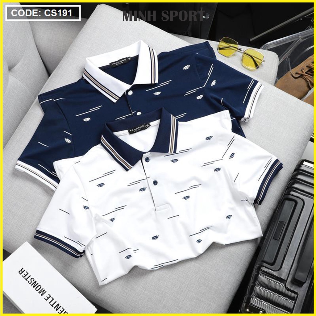 Áo Thun Polo Nam Ngắn Tay Viền Bo In Họa Tiết, Vải Cá Sấu Thái Cao Cấp, Có Size 3XL mã AO.64