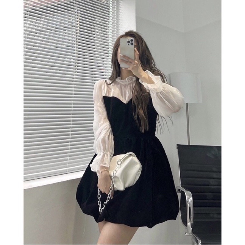 VÁY NHUNG PHA TƠ OGANZA DÁNG XOÈ VNBPTO