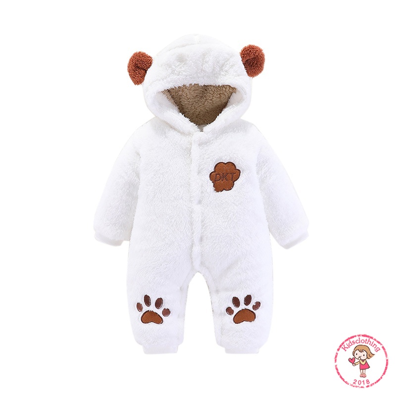 Bộ Áo Liền Quần Bằng Lông Cừu Một Mảnh Tay Dài Màu Trơn Mùa Thu Đông Bán Chạy Nhất Dành Cho Bé Tập Bò
