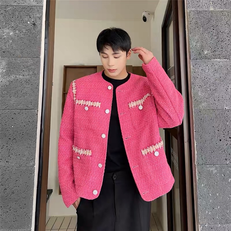 ÁO KHOÁC DẠ TWEED MÀU HỒNG TRẺ TRUNG DÀNH CHO NAM |TAHISHOP|
