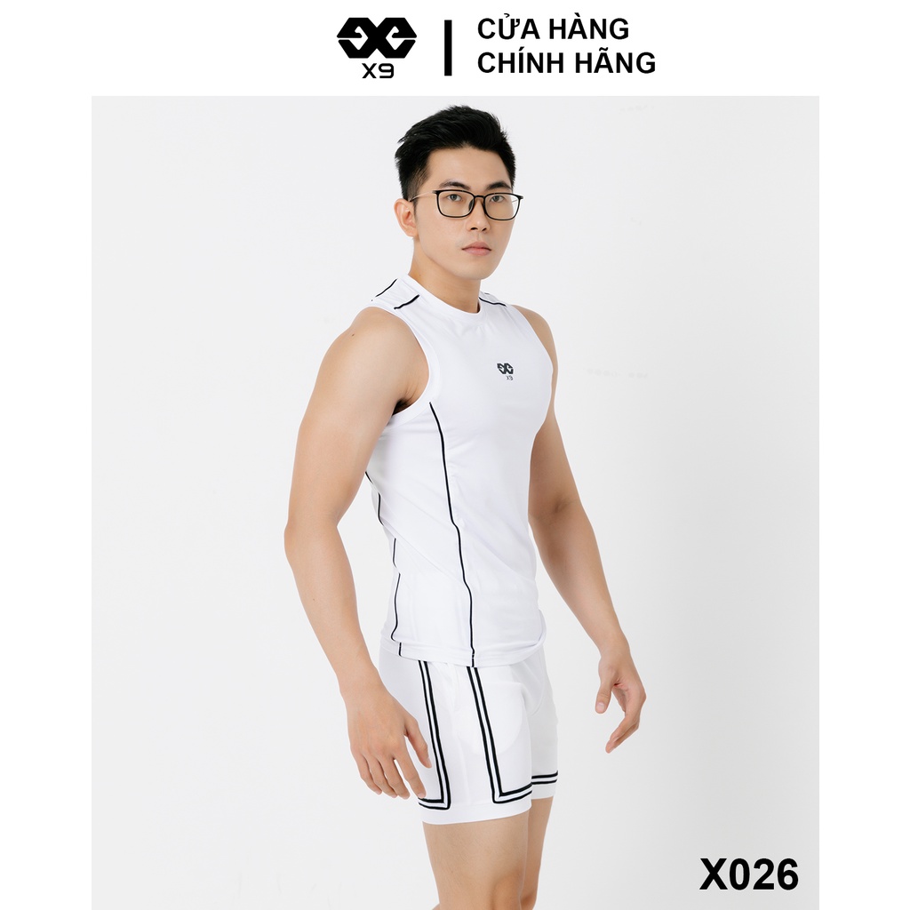 Áo Thun Ba Lỗ Tanktop Nam Phối Sọc Thể Thao Tập Gym Chạy Bộ - X9 Sportswear - X026