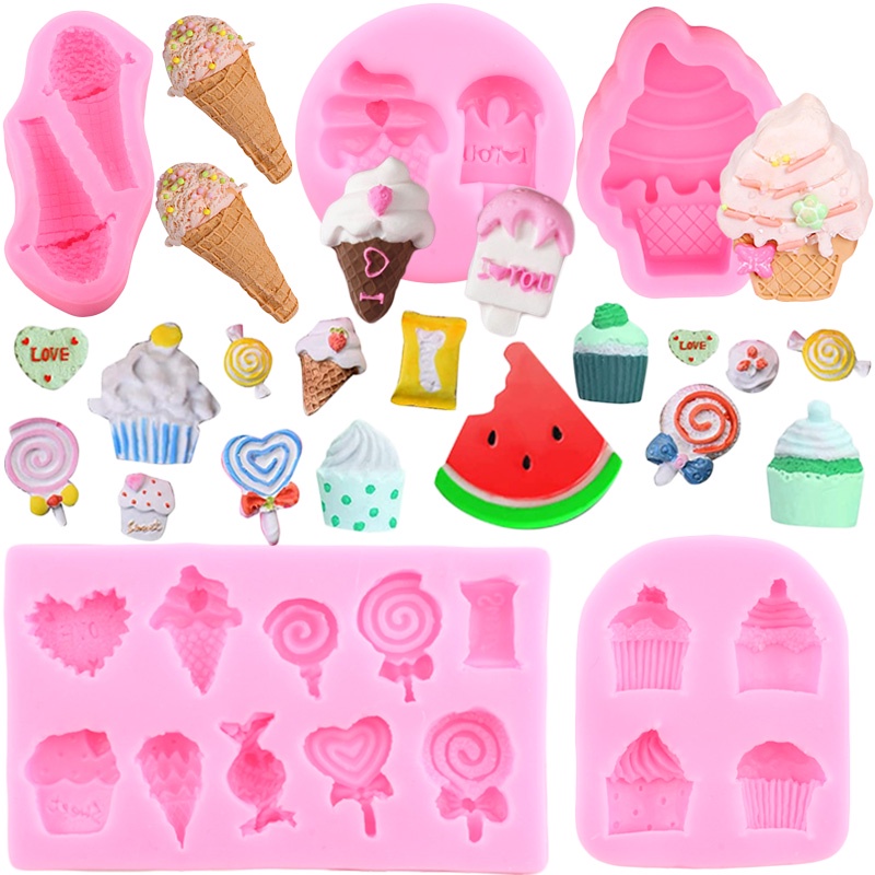 Khuôn Silicone Làm Kẹo Mút / Kem / Chocolate Hình Nón DIY