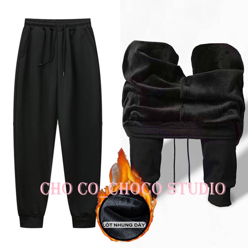 Quần Jogger UNISEX Nam Nữ Nỉ Lót Lông Nhung Dày Dặn Mềm Mại Giữ Ấm Tốt Phong Cách Thể Thao Unisex siêu HOT 2022 CHOCO ST
