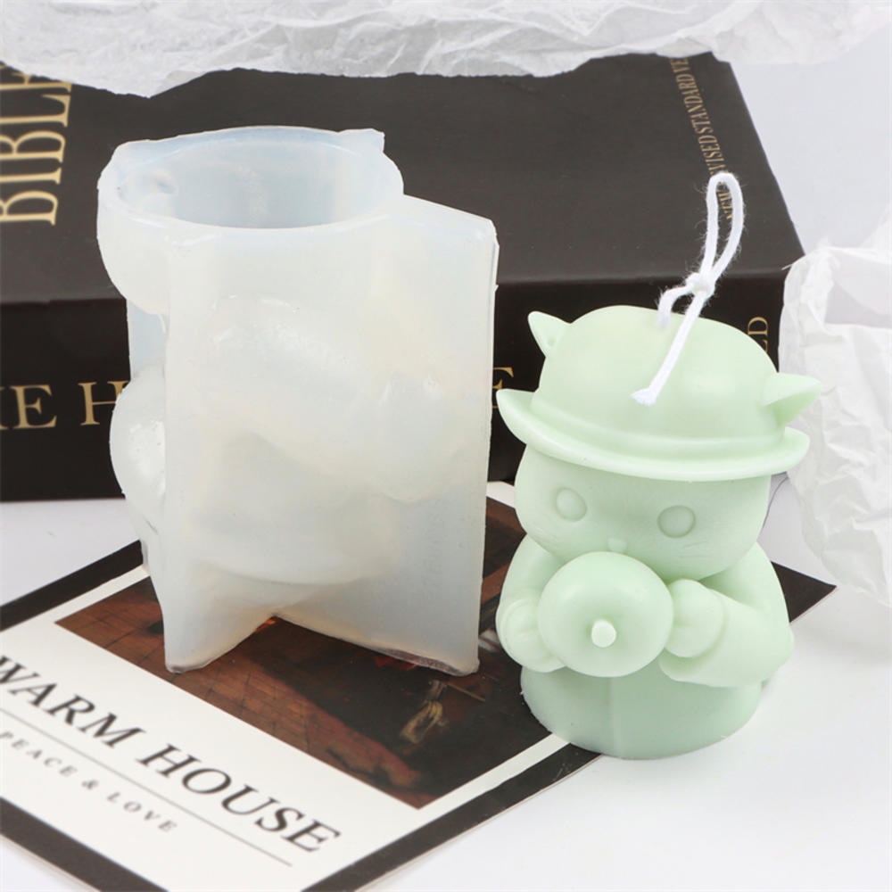 Khuôn Làm Nến Hình Mèo Bằng Silicone DIY