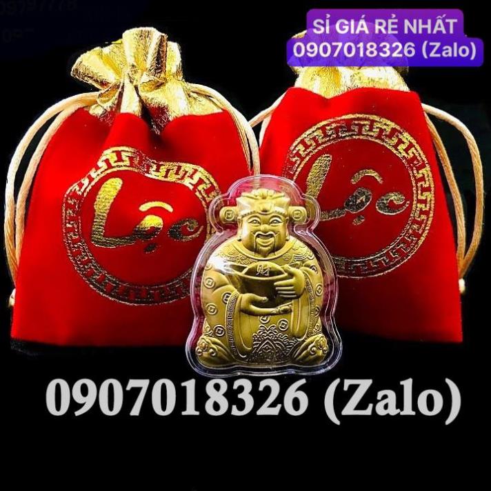 [HÓT] Sỉ 100 Thỏi Vía Ông Thần Tài Mạ Vàng Kèm Túi Gấm Chữ Lộc, Phúc, Phong Thuỷ May Mắn , Giá Sỉ