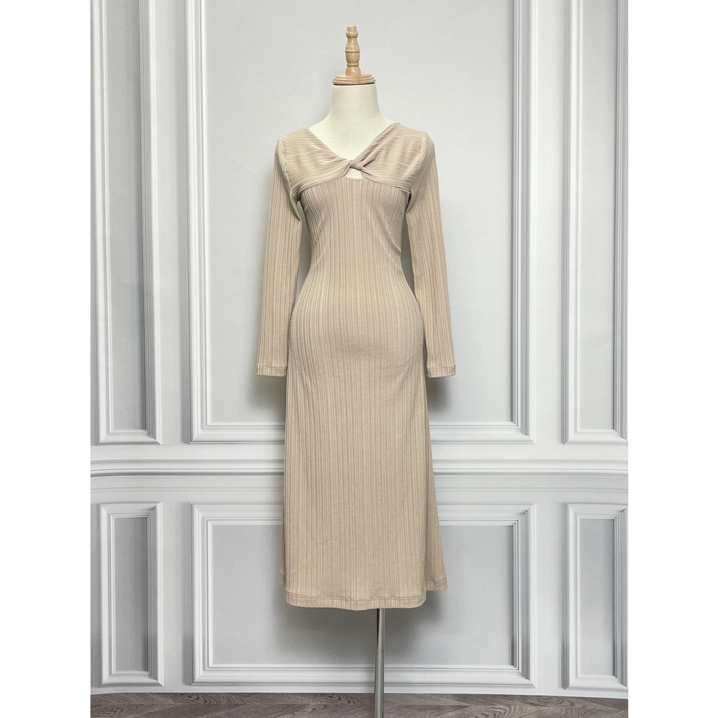 Váy len GARDENIA hàng hiệu chính hãng thời trang nữ V874 màu be size S secondhand thanh lý ký gửi