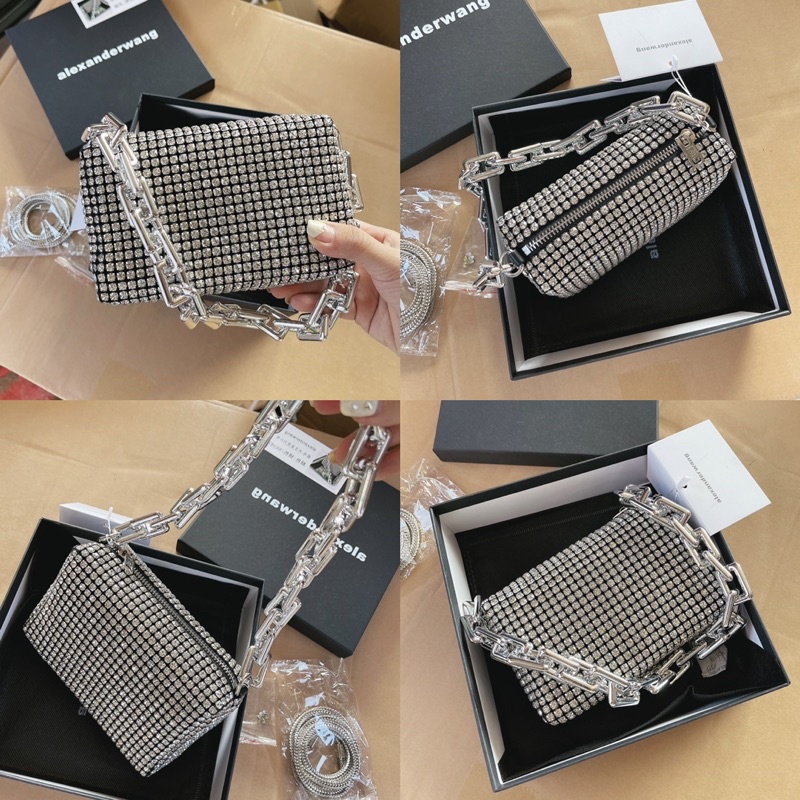 Túi wang đá Xích vàng - bạc bản 2 dây full box chuẩn loại đẹp