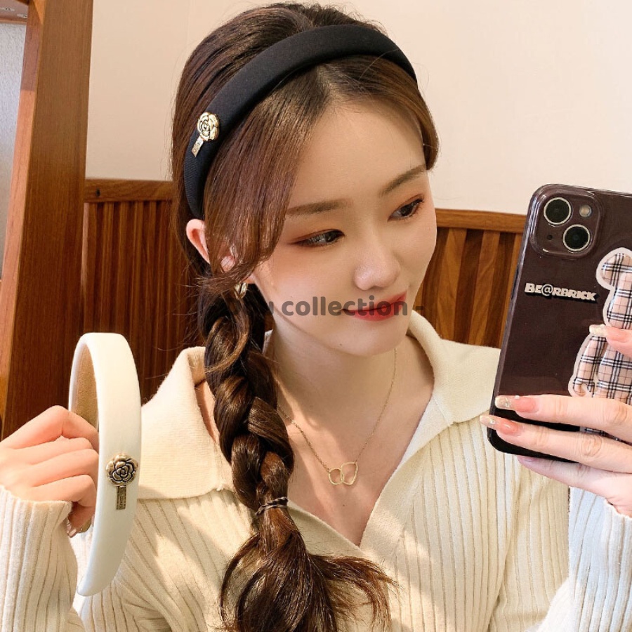 [NowShip2h] Mấn cài tóc nữ, băng đô tóc cao cấp trơn phối LOVEDAYS Retro dễ thương phối áo dài màu đen trắng - Mã CT021