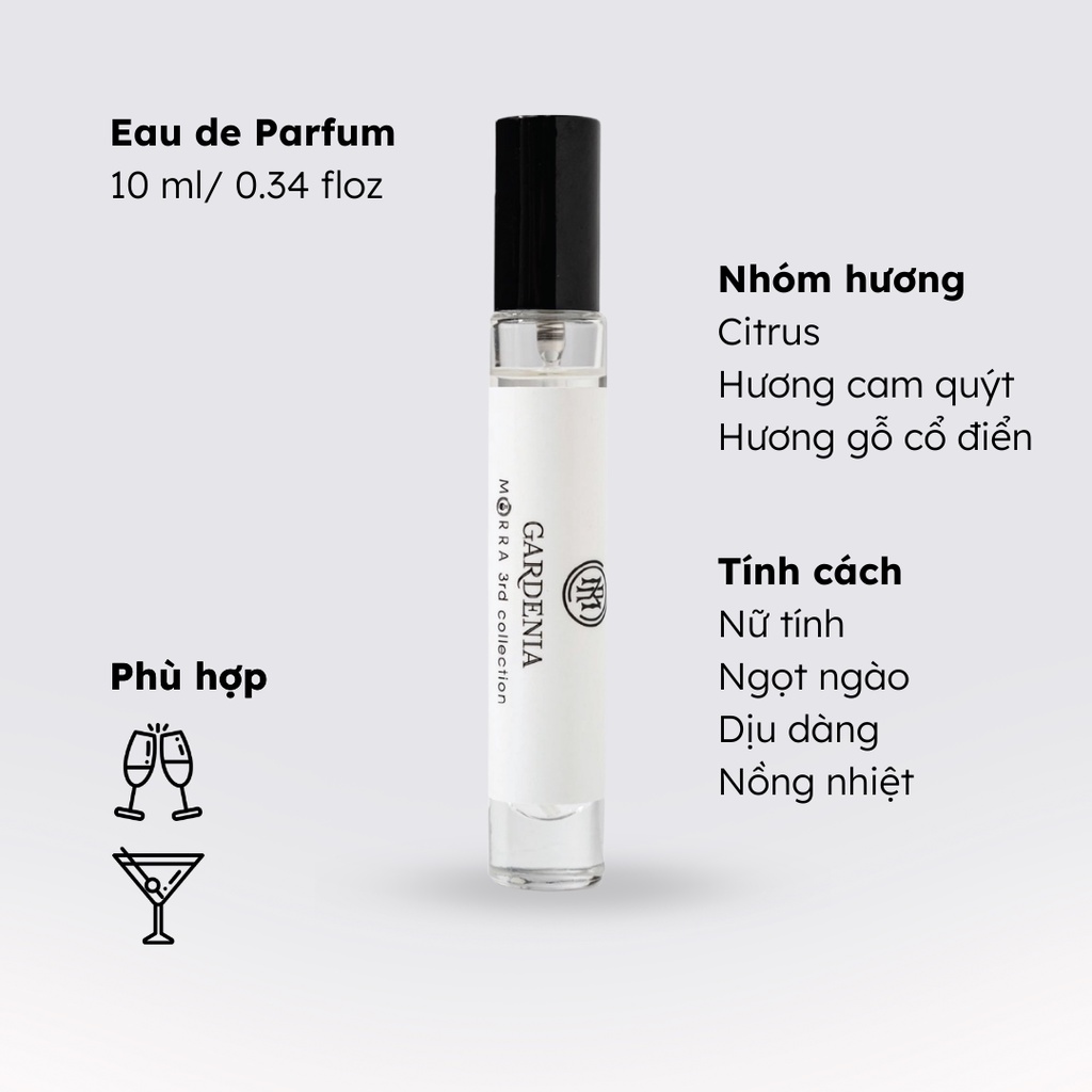 Nước Hoa Nữ Morra Gardenia Dung tích 10ml Hương Hoa Cỏ Trẻ Trung, Ngọt Ngào Lưu Hương Lâu 6h - 8h