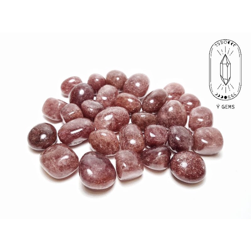 Tumbled Strawberry quartz rung bóng tự nhiên hỗ trợ tăng cường năng lượng tích cực cho tình yêu, đem lại bình an may mắn