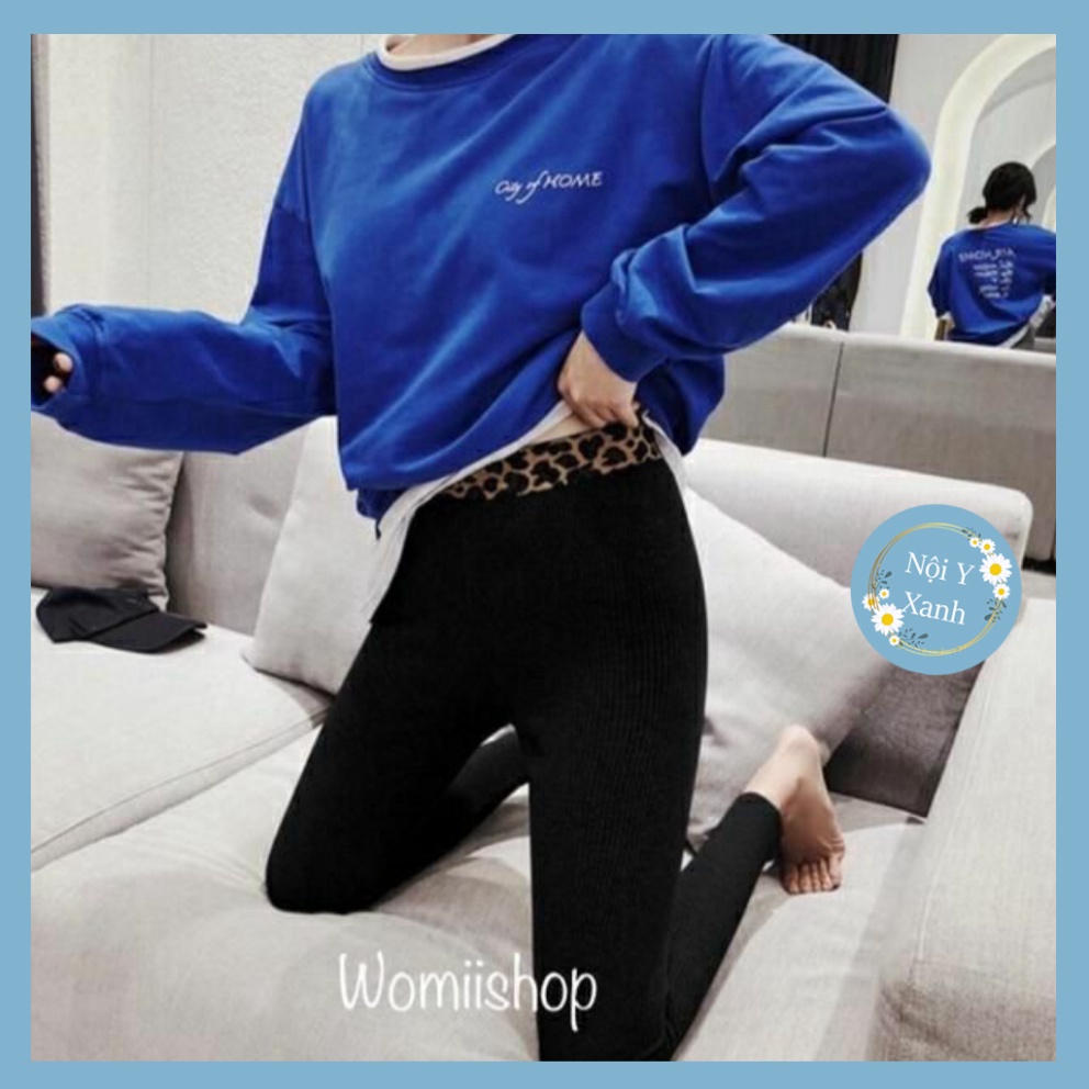 Quần Legginh Len Tăm Nữ Cạp Hình Hoa Báo SIÊU CO GIÃN nội y xanh -  chất đẹp