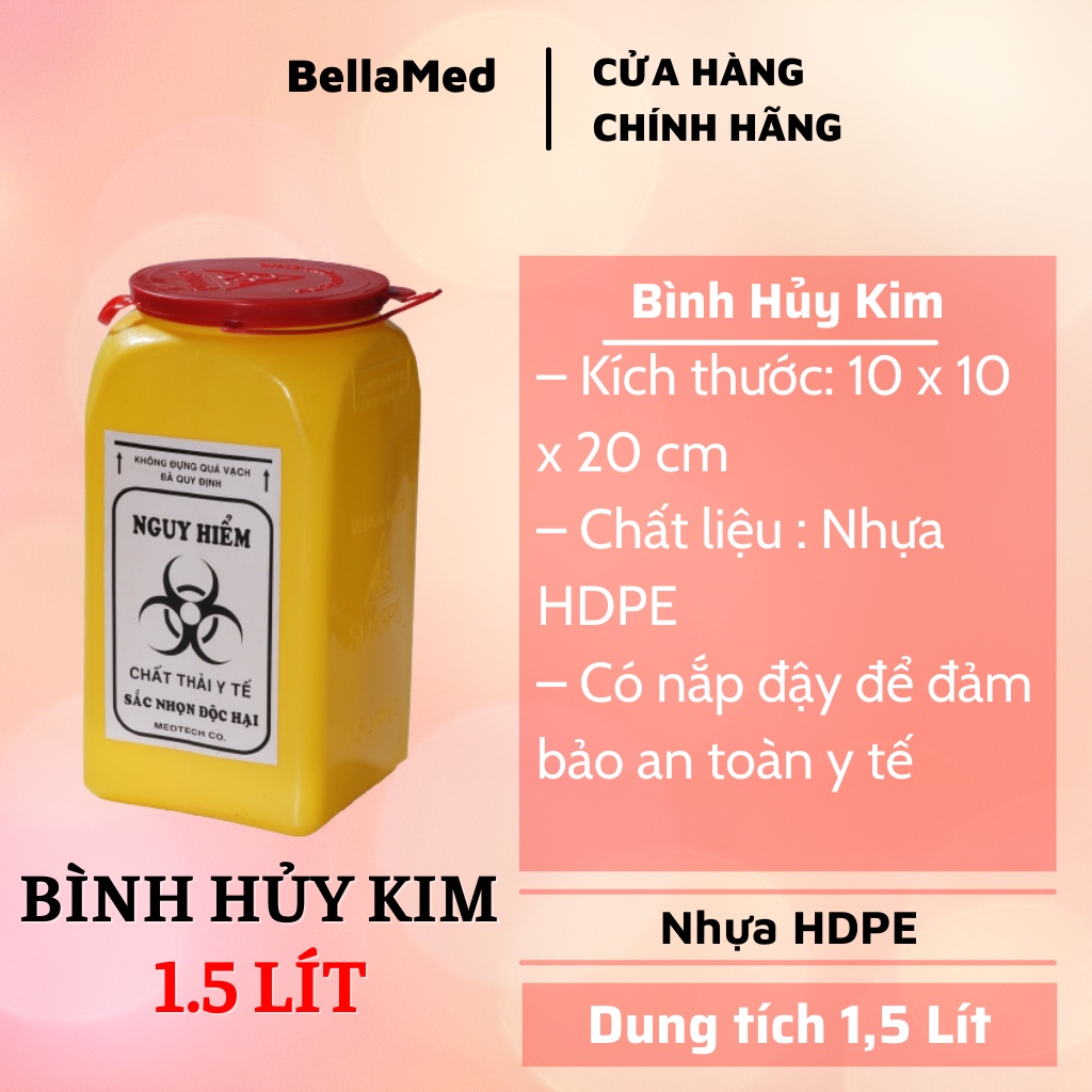 bình hủy kim, bình đựng kim tiêm 1,5 lít