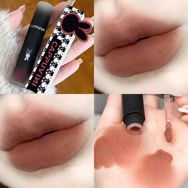 Son Bóng Dạng Lỏng Dưỡng Ẩm Lâu Trôi Quyến Rũ Thiết Kế Vỏ Màu Đen Phong Cách Hàn Quốc