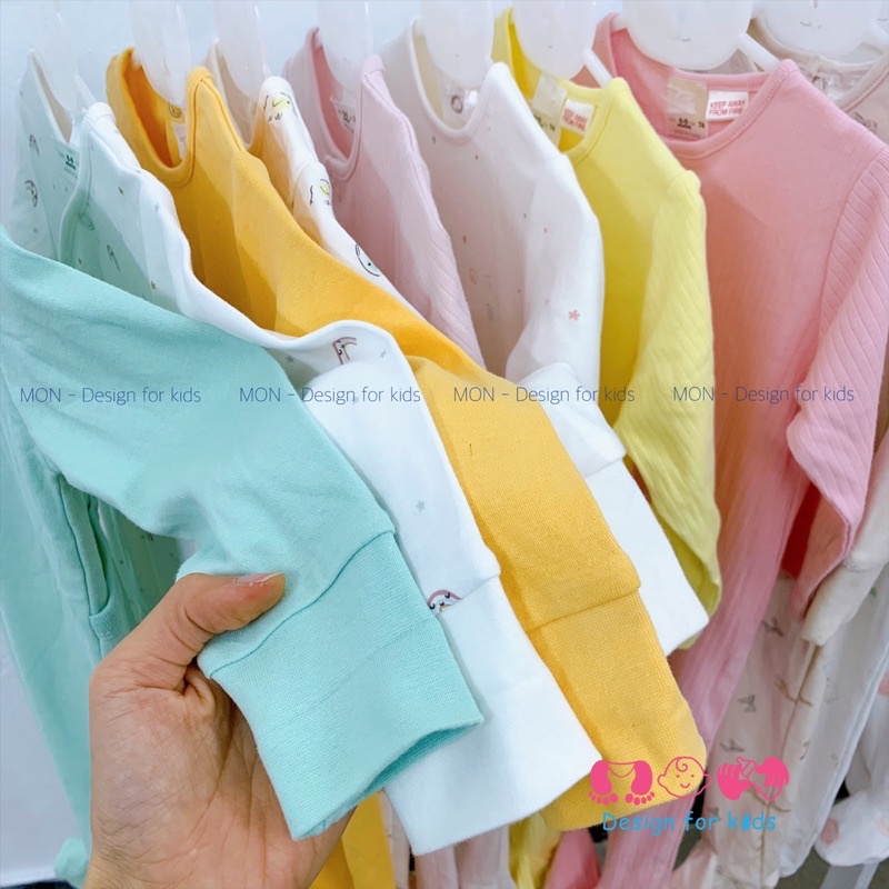 (Link 2) (0-24m) Sleepsuit mỏng xuất dư ZA.RA Baby vải mềm mát ORGANIC COTTON bộ body dài tay liền tất cho bé (chọn mẫu)