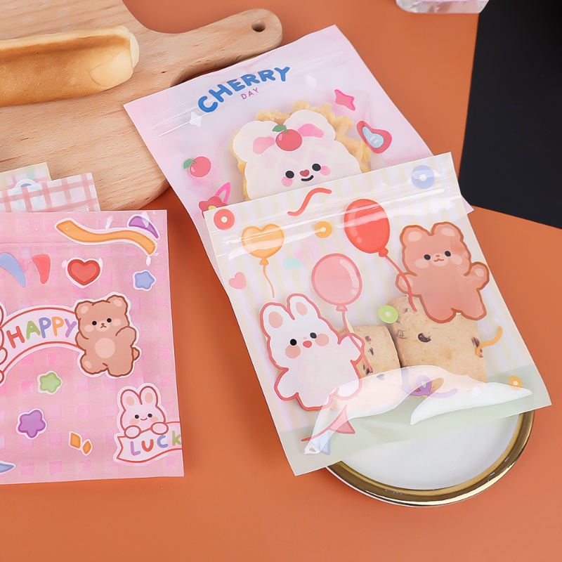 Túi Đựng Trang Sức / Bánh Quy / Kẹo / Thức Ăn Vặt Có Khóa Kéo Chống Rò Rỉ Hình Thỏ / Gấu Hoạt Hình Dễ Thương Dành Cho Trường Học