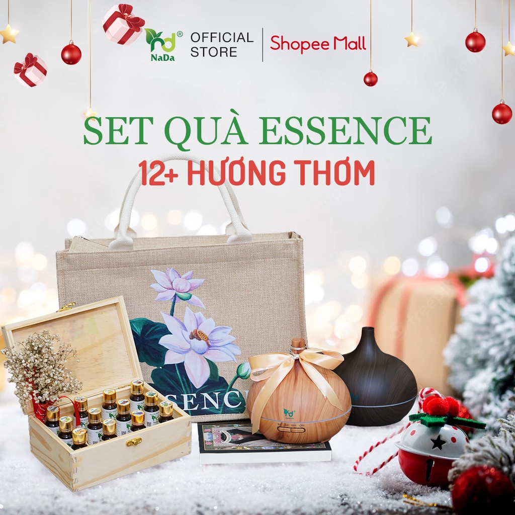 Set combo Essence Tinh dầu thiên nhiên NADA quà tặng sang trọng đẳng cấp 12 - 18 chai tinh dầu 10ml, kiểm định Quatest 3