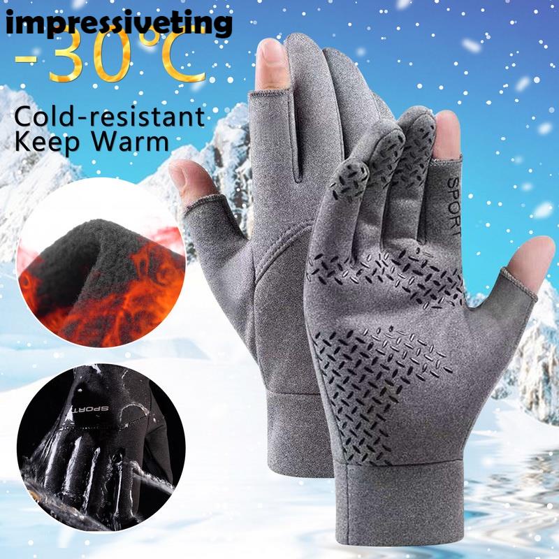 Mùa Đông Nam Fingerless Gloves Cảm Ứng Lạnh Chống Thấm Nước Xe Máy Găn