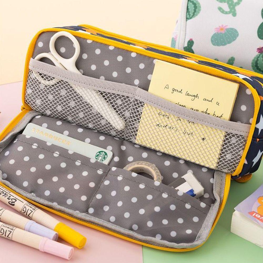 CHOOKEY Túi Đựng Bút Hai Lớp Chống Thấm Nước Đa Năng In Họa Tiết Xinh Xắn